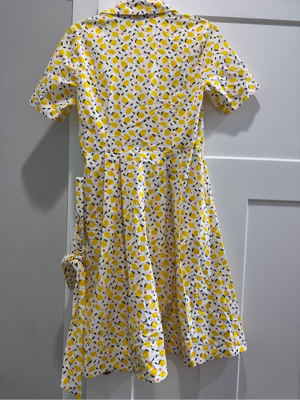 Boden Shirt Dress Size 4R White Lemon Print Anastasia Button Down Belt Like New - Picture 7 of 9